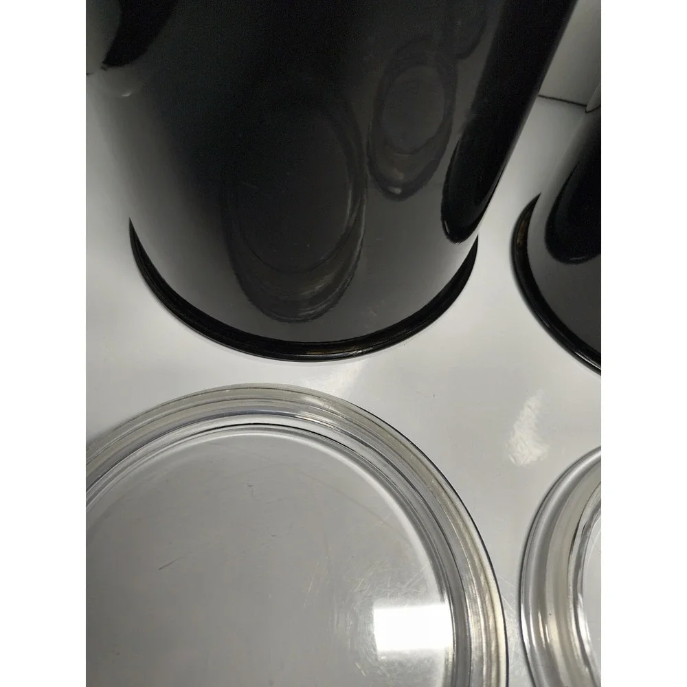 Canister Set Black Metal W Air Tight Acrylic Lid Kitchen Bathroom Office Storage